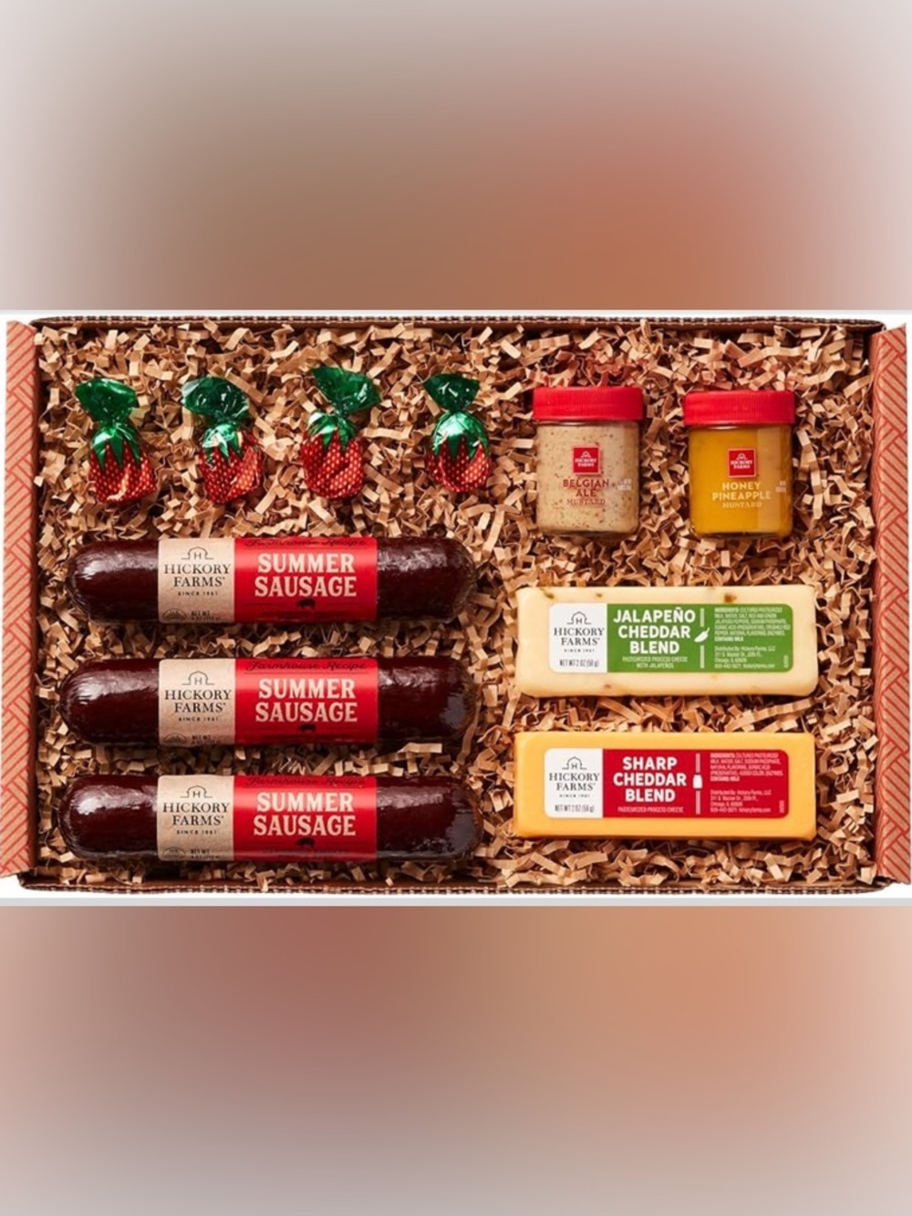 New Hickory Farms Sweet & Savory Summer Sausage Cheese Mustard Gift Box Set